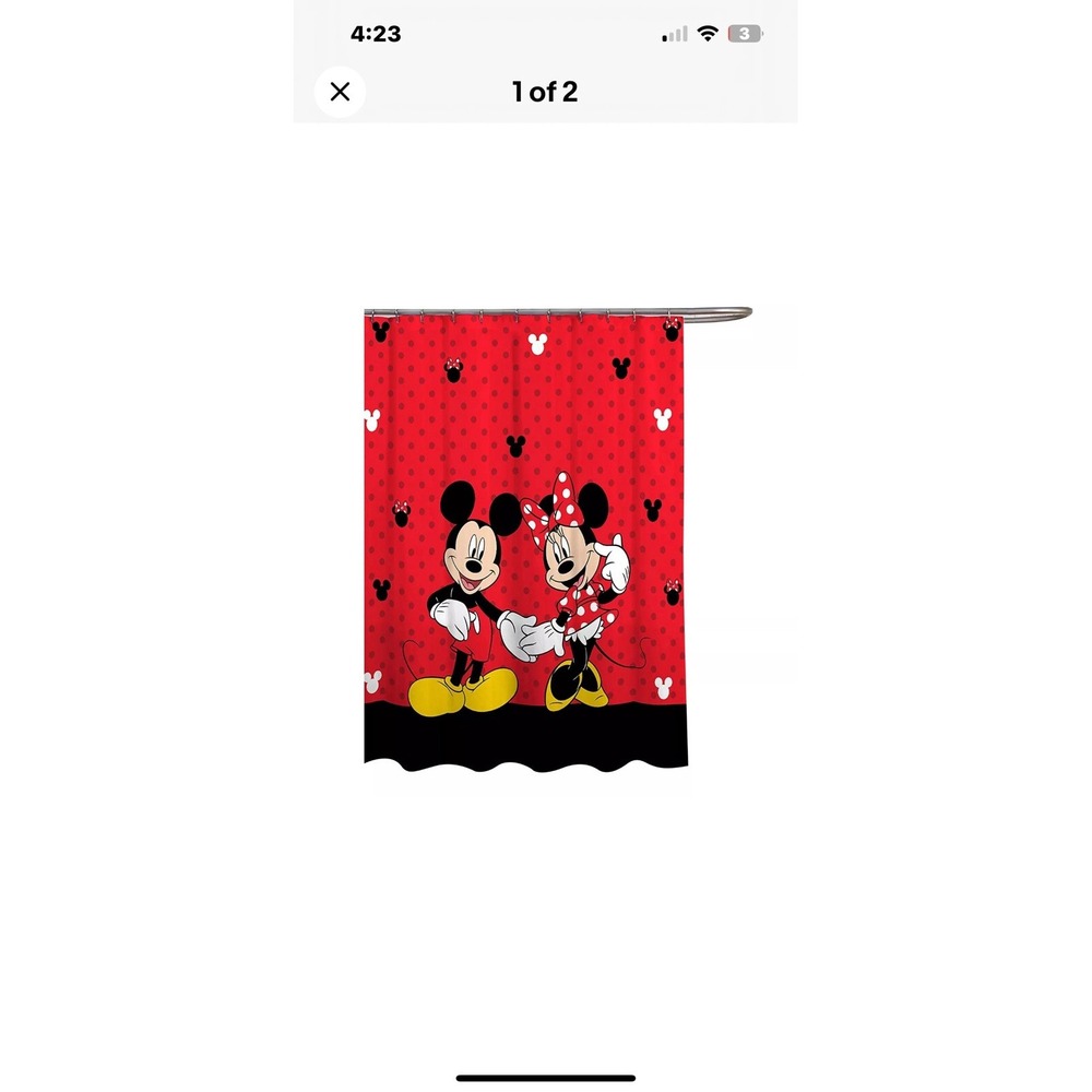 Disney Mickey & Minnie Mouse Classic Shower Curtain Red